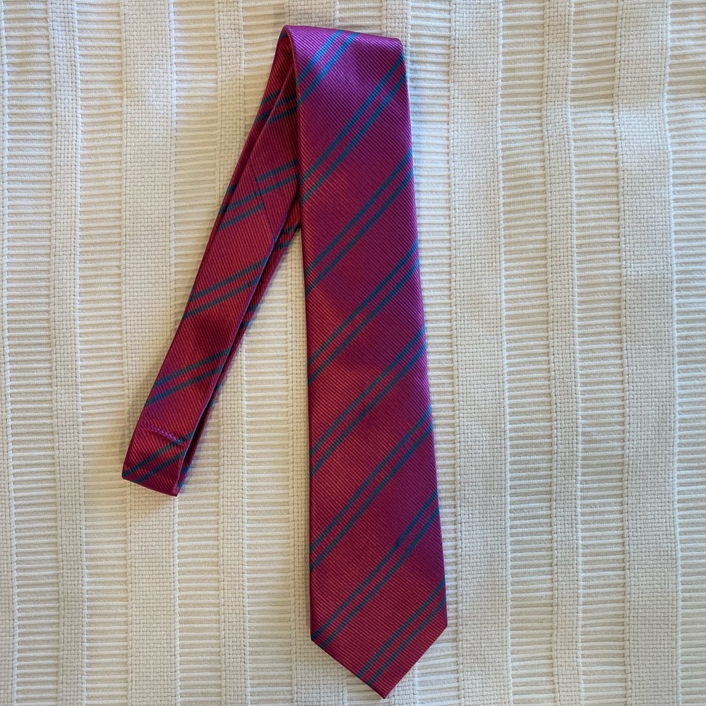 The Tie Bar Pink with Blue Stripe tie